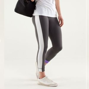 Lululemon Amped Crop Leggings Gray Purple White